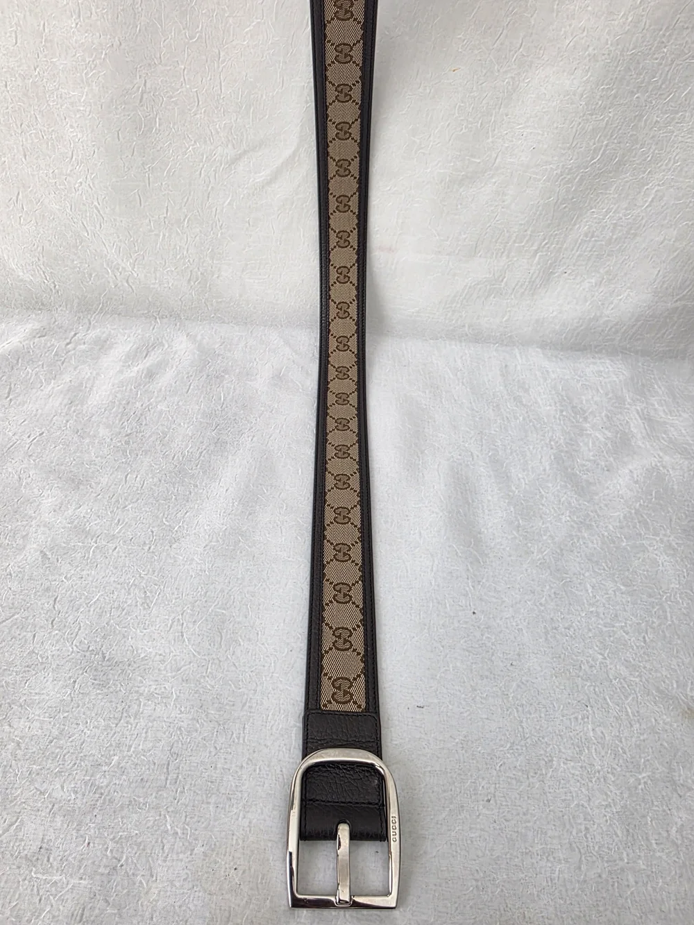 Auth Gucci GG Canvas Leather Belt